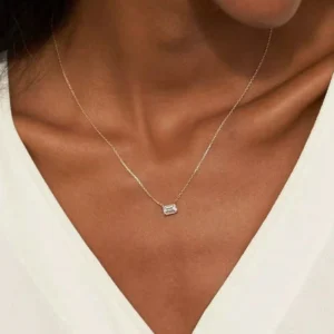 925 Sterling Silver Square Zircon Necklace – Elegant Birthday Gift for Women 💎2026